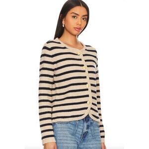 Rag and Bone Nancy Striped Cardigan in Oatmeal size L large